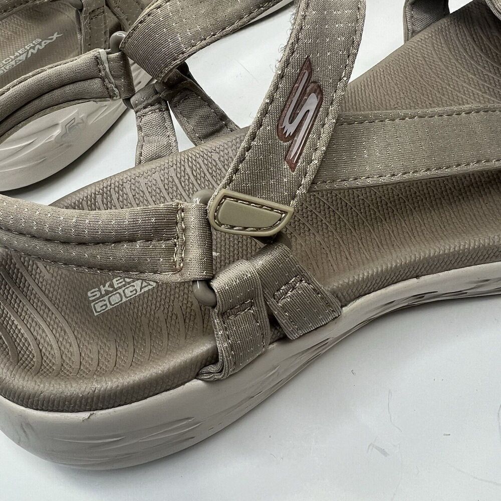 Skechers Goga Max Taupe Tan Sandals Size 11 Strappy Comfort Walking - Picture 6 of 12